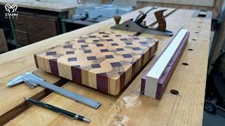 Woodworking: Creating Cutting Board with Eye-Catching Purple Diamond Design