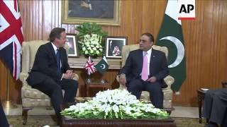 UK Prime Minister Cameron holds talks with Pakistan President Asif Ali Zardari