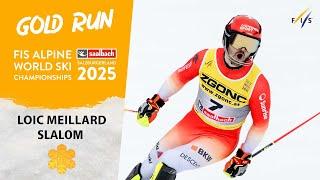 Loic Meillard keeps gold medal position in Men's Slalom | Saalbach 2025