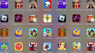Tom Friends,Brainrot Chase Monster,Roblox,Alien Barry’s Prison,SpongeBob Krusty,Kick The Buddy,HCR 2