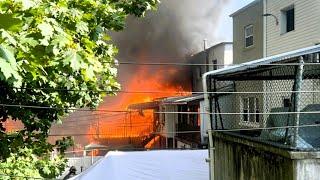 FDNY - Early Arrival + RAW Audio - Queens 5th Alarm Box 5289 - Heavy Fire in 7 Houses - 8/3/24