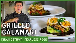 Kiran's Signature Grilled Calamari & Stuffed Crab Recipe | Fearless Food | Kiran Jethwa