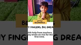 A sacred start First writing on rice at Honey Hive  blessings for a bright learning journey! #play