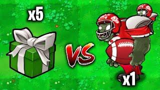 5 Random Box Green vs 1 Football Gargantuar! Who Will Win? PvZ Hybrid v2.3.7 Challenge