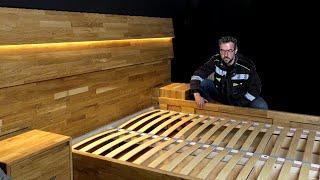 The Secrets Behind This Double Bed Made of Oak Panels