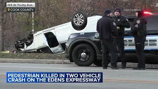 Pedestrian killed in crash on I-94 Edens Expressway, Illinois State Police say