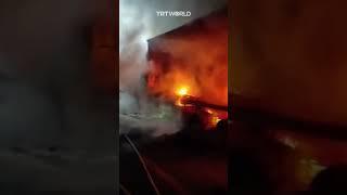 Illegal Zionist settlers set Gaza aid trucks on fire