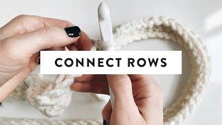 Connect rows (Sl St, Ch1, Turn)