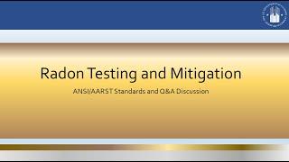 Radon and HUD-Assisted Projects Webinar Series: Radon Testing and Mitigation