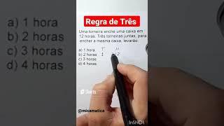 PROBLEMA DAS TORNEIRAS  Regra de três inversamente #shorts