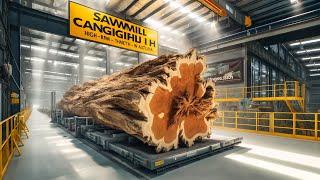 Epic Sawmill Machinery in Los Angeles ‼ Huge Logs Cut Down to Perfect Lumber