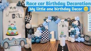 My Son 1st birthday Decoration | Race car theme birthday decoration | DIY Race car theme decor ideas