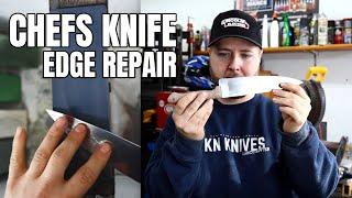 A "Professional" Ruined my Clients Knives! - [ Sharpening Stone Edge Repair ]