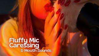 ASMR Fluffy Mic Caressing with Intense Mouth Sounds