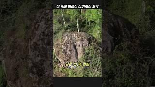 산 속에 버려진 동물 조각상