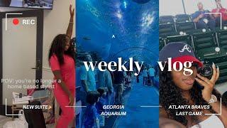 weekly vlog  I have a new suite in Atlanta! + finally went to the Georgia Aquarium + my 1st MLB game