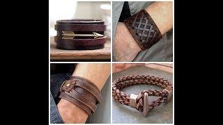 Latest  jewellery design mens Leather Bracelet  for men by menjewell.com