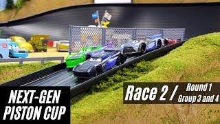 Disney Cars 3 Racing Ft. Jackson Storm | Next-Gen Piston Cup | Race 2 - Round 1 (Group 3 and 4)