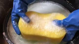 ASMR Making laundry soap with rock-hard washing soda, funny moments before great  squeezing