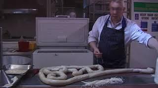 Making a White Pudding at Brown's Butcher Shop in Turriff, Aberdeenshire