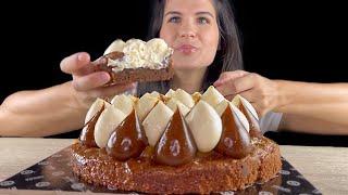 SALTED CARAMEL WHITE CHOCOLATE BROWNIES | ASMR | MUKBANG | EATING SOUNDS