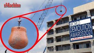 Old House Gets Demolished By Crane Wrecking Ball Steel - Fastest Building Demolished Expert