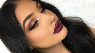 Vampy Holiday Look Gold Eyes Dark Red Lips | Makeup Tutorial