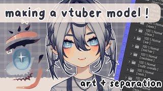 【 making a vtuber model from scratch ! 】 character design, art, & separation