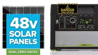 Connecting 48v solar panels to a Goal Zero Yeti 1000. Is 22v really the max solar panel voltage?