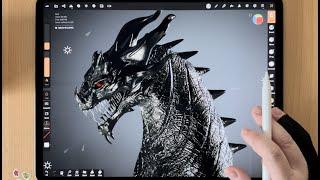 Dragon Bust in Nomad Sculpt 