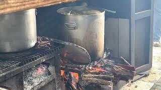 Peeping on the cooking curry goat @Claudette's Top Class restaurant - Manchester Jamaica 20-2-23