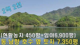 합계7,350평(현황농지에 임야는 덤)ㅣ동.남향 산과 호수 옆ㅣ횡성IC  12분ㅣ강원도 횡성전원주택지 토지 임야 매매