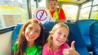 Nastya and her friends learn the rules of riding a bus