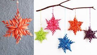 Simple Paper snowflake wall hanging | DIY Christmas decoration Ideas - Wall decoration ideas