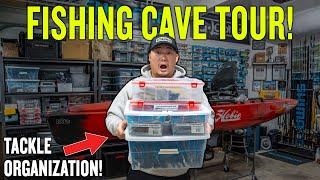 BASS FISHING CAVE TOUR! How To Organize Your Fishing Tackle BETTER!