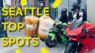 Best Coffee in Seattle - DAINESE RUN! - DUCATI 1199 & ZX10R - PHIL AM RIDERS!