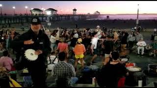 Sabina Sandoval Matt Oloffson Minerva Josiff Huntington Beach Pier Drum Circle.