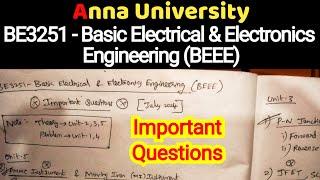 BE3251 basic electrical & electronics engineering | important questions |April/may 2024 |exam latest