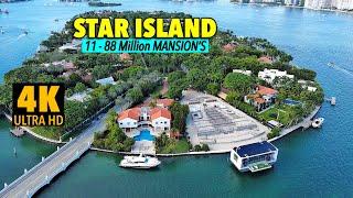 11 to 88 Million $ Mansions in Star Island Miami Beach. 4K Drone