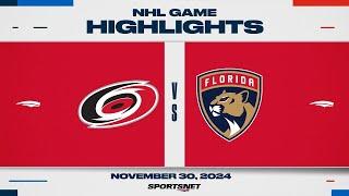 NHL Highlights | Hurricanes vs. Panthers - November 30, 2024