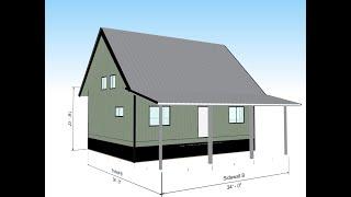 ARIZONA 26 X 34 GABLE ROOF CABIN STEEL HOUSE BARNDOMINIUM KIT WITH FULL FRONT PORCH