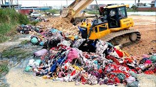 Impressive Technique Skills SHANTUI Bulldozer Remove Crush The Fabric & Soil Big Project