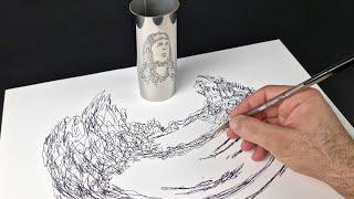 How I Drew Davante Adams' Portrait with Anamorphic Art | Amazing Optical Illusion!