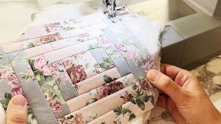 Amazing patchwork idea from leftover fabric. Sewing and Patchwork for beginners.