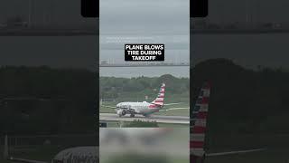 Plane blows tire as it's taking off 