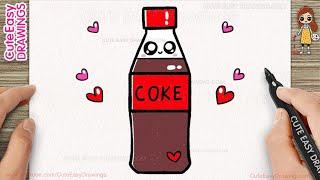 How to Draw a Cute Coke Bottle Step by step Follow Along video for KIDS