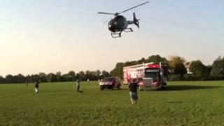 Husker helicopter hover shot