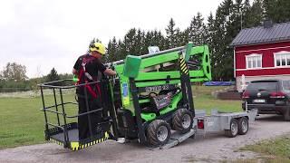 Leguan Lifts in action: Gutter cleaning with Leguan 190 - Easy transportation with Leguan trailer