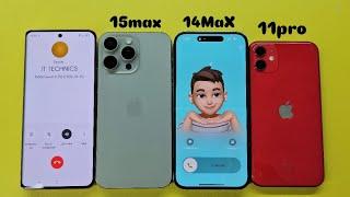 Incoming Call Four IPhone 15pro max vs 14pro max vs 11pro red vs Realmi 11pro