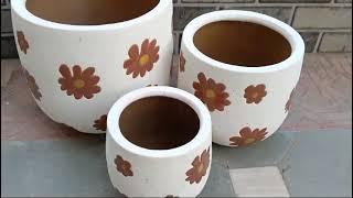 Wonderland Floral print ceramic pot (set of 3)